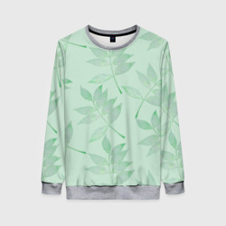 Зеленые листья на светло зеленом – Женский свитшот 3D с принтом купить со скидкой в -35%