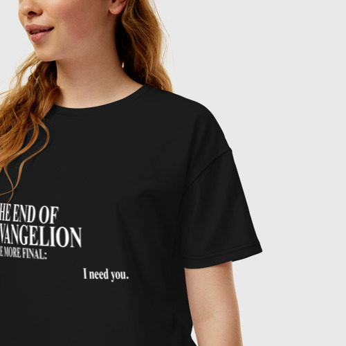 Женская футболка хлопок Oversize The end of Evangelion, цвет черный - фото 3