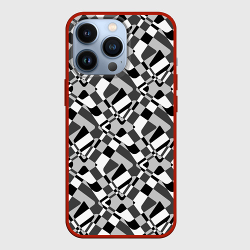 Чехол для iPhone 13 Pro с принтом Черно-белый абстрактный узор, вид спереди #2