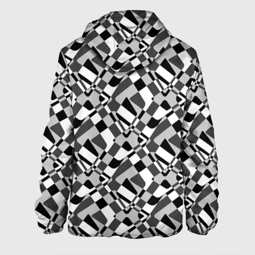 Мужская куртка 3D с принтом Черно-белый абстрактный узор, вид сзади #1