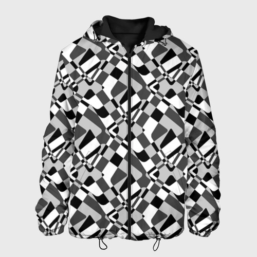 Мужская куртка 3D с принтом Черно-белый абстрактный узор, вид спереди #2