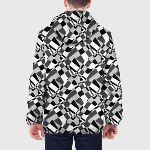 Мужская куртка 3D с принтом Черно-белый абстрактный узор, вид сзади #2