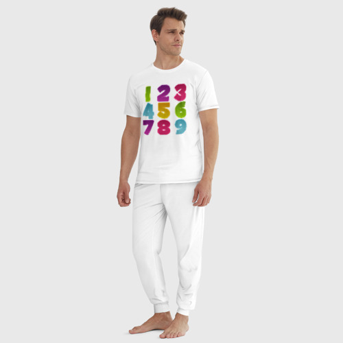 Мужская пижама хлопок Цифры, цвет белый - фото 5