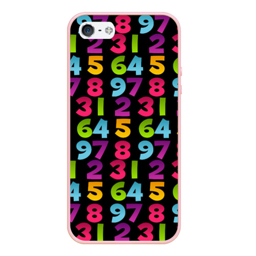 Чехол для iPhone 5/5S матовый Цифры, цвет светло-розовый