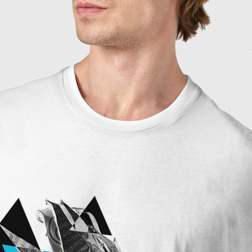Мужская футболка хлопок Boris Brejcha triangles, цвет белый - фото 6