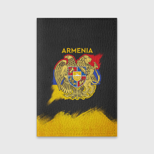 Обложка для паспорта матовая кожа Yellow and Black Armenia, цвет черный