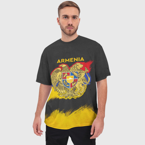 Мужская футболка oversize 3D Yellow and Black Armenia, цвет 3D печать - фото 3