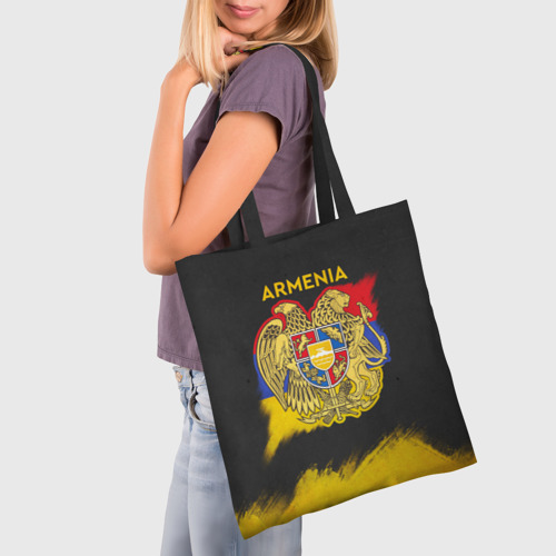 Шоппер 3D с принтом Yellow and Black Armenia, фото на моделе #1