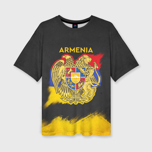 Женская футболка oversize 3D Yellow and Black Armenia, цвет 3D печать