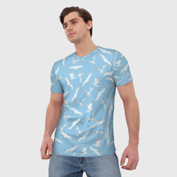 Мужская футболка 3D Чайки в небе паттерн - фото 2