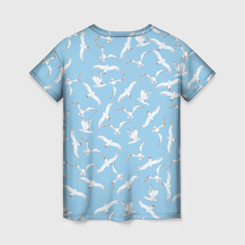 Женская футболка 3D Чайки в небе паттерн, цвет 3D печать - фото 2
