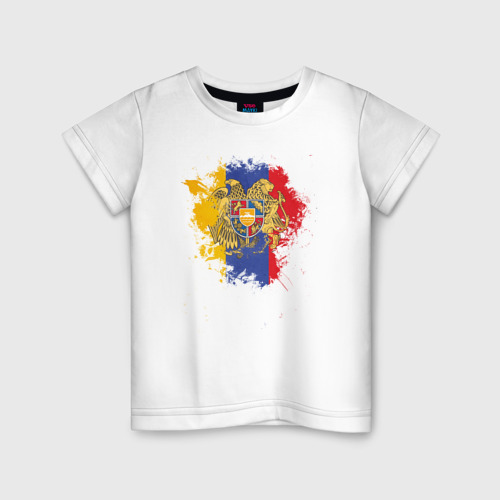 Детская футболка хлопок с принтом Colors of Armenia, вид спереди #2