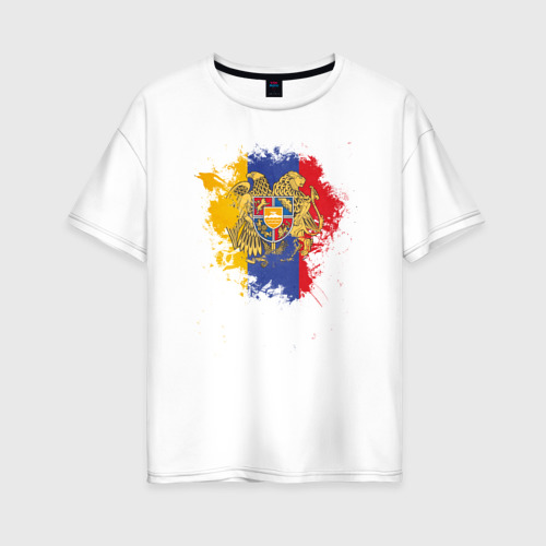 Женская футболка из хлопка оверсайз с принтом Colors of Armenia, вид спереди №1