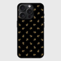 Чехол силиконовый для Apple iPhone 15 Pro Мax матовый Золотые пчелы паттерн
