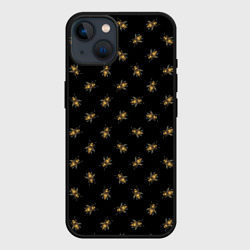 Чехол для iPhone 14 Золотые пчелы паттерн
