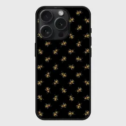 Чехол силиконовый для Apple iPhone 15 Pro матовый Золотые пчелы паттерн