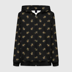 Женская толстовка 3D на молнии Золотые пчелы паттерн