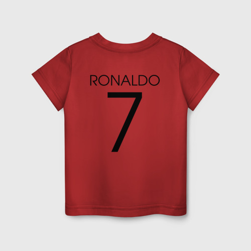 Детская футболка хлопок с принтом Манчестер Юнайтед Роналду 2021, вид сзади #1
