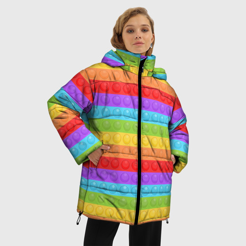Женская зимняя куртка 3D с принтом Поп Ит POP IT, фото на моделе #1