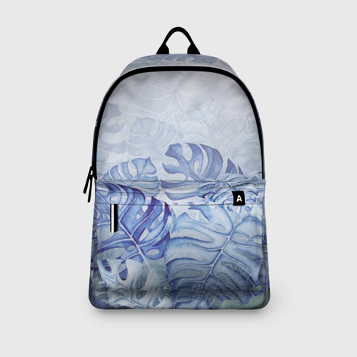 Рюкзак 3D с принтом Синие листья, вид сбоку #3