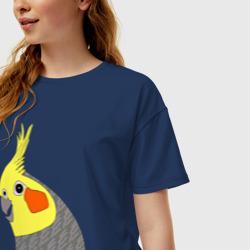 Женская футболка хлопок Oversize Попугай корелла портрет - фото 2