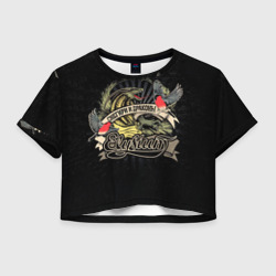 Женская футболка Crop-top 3D Снегири и драконы Elysium