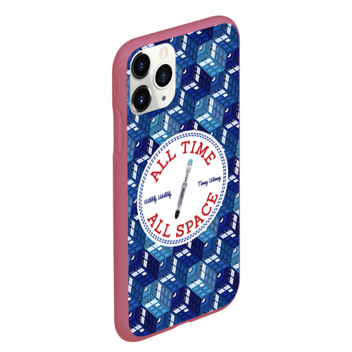 Чехол для iPhone 11 Pro Max матовый Doctor Who pattern, цвет малиновый - фото 3