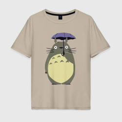 Мужская футболка хлопок Oversize Тоторо под зонтом