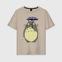Женская футболка хлопок Oversize Тоторо под зонтом