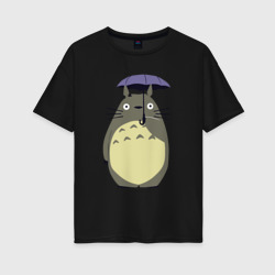Женская футболка хлопок Oversize Тоторо под зонтом