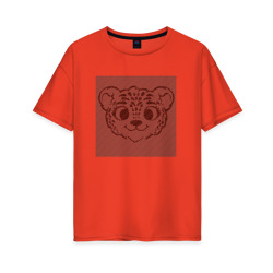 Женская футболка хлопок Oversize Tiger Cub illusion