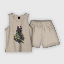 Детская пижама с шортами хлопок Овчарка-военный