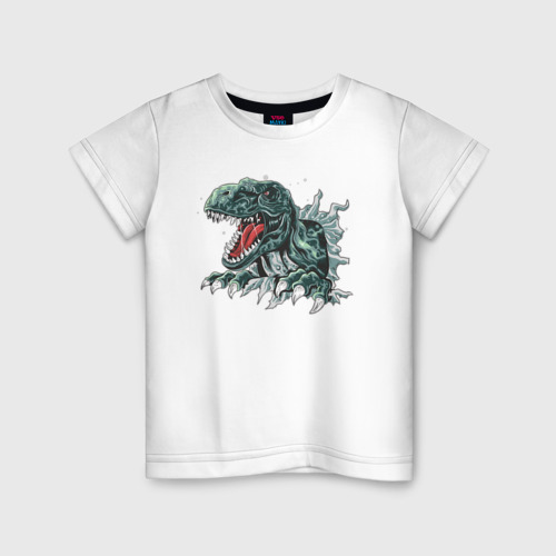 Детская футболка хлопок Динозавр, цвет белый