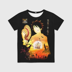 Детская футболка 3D Силуэт Луффи One piece