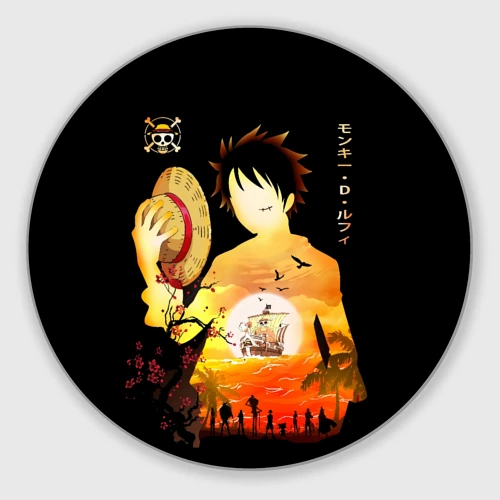 Круглый коврик для мышки Силуэт Луффи One piece