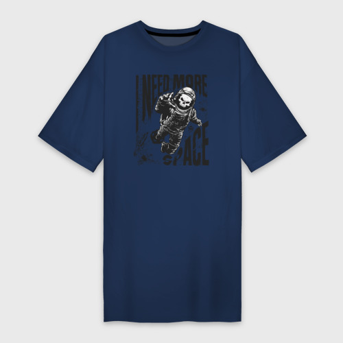 Платье-футболка хлопок Космонавт скелет, цвет темно-синий