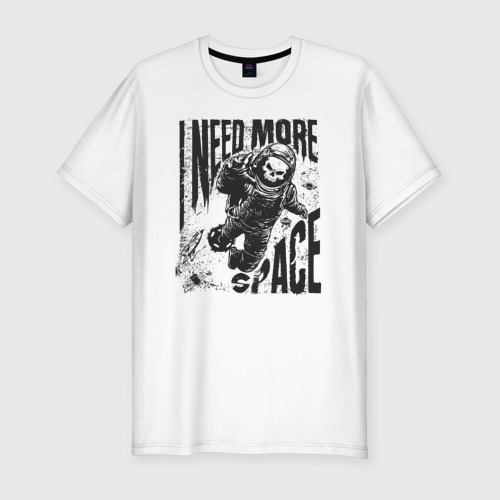 Мужская футболка хлопок Slim Космонавт скелет, цвет белый