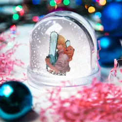 Игрушка Снежный шар Дэндзи, Почита и бензопила - фото 2