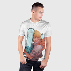Мужская футболка 3D Slim Дэндзи, Почита и бензопила - фото 2