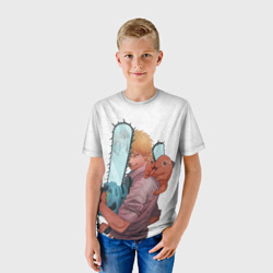 Детская футболка 3D Дэндзи, Почита и бензопила - фото 2