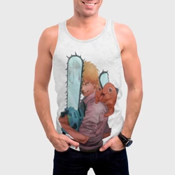 Мужская майка 3D Дэндзи, Почита и бензопила - фото 2