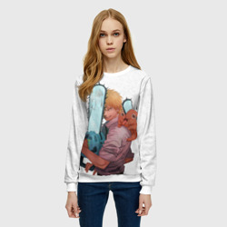 Женский свитшот 3D Дэндзи, Почита и бензопила - фото 2