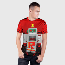 Мужская футболка 3D Slim Роблокс робот - фото 2