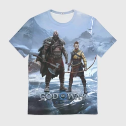Мужская футболка 3D Кратос и Атрей Рагнарек