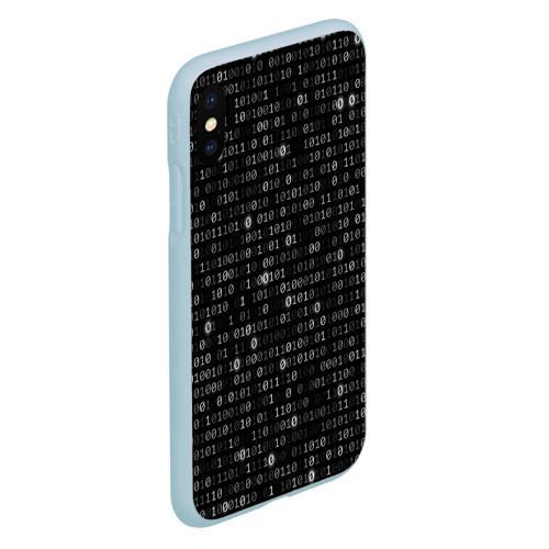 Чехол для iPhone XS Max матовый Бинарный код, цвет голубой - фото 3