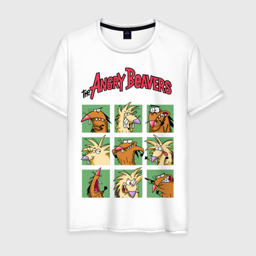 Мужская футболка из хлопка с принтом The Angry Beavers братья-близнецы, вид спереди №1