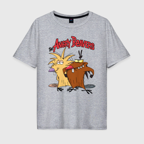 Мужская футболка хлопок Oversize The Angry Beavers, цвет меланж