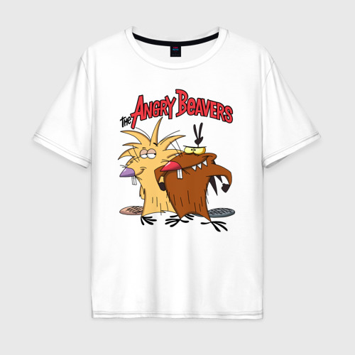 Мужская футболка хлопок Oversize The Angry Beavers, цвет белый