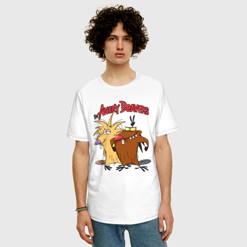 Мужская футболка хлопок Oversize The Angry Beavers, цвет белый - фото 3