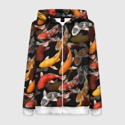 Женская толстовка 3D на молнии Карпы кои Японские